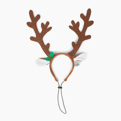 Midlee brown reindeer dog antlers headband front view, ideal for festive photo shoots.