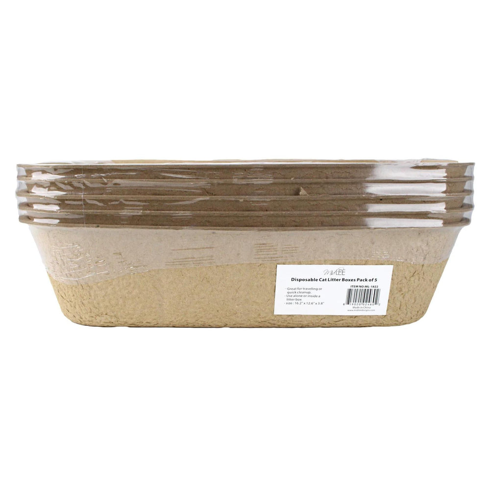 Midlee disposable cat litter box pack-5 product shot for travel-ready convenience