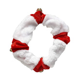 Midlee Christmas plush collar in red and white, front view showing festive bells for holiday charm