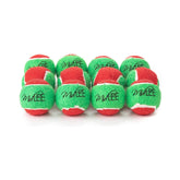 Midlee mini-squeaker Christmas ball closeup encourages playful fetch for small dogs.