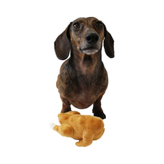 Midlee Roasted Thanksgiving Turkey dog toy side view highlighting plush for playful tugging
