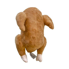 Midlee Roasted Thanksgiving Turkey Plush Dog Toy large close-up shows soft fabric and a squeaker for interactive play.