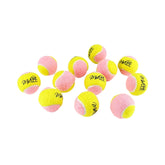 Midlee X-Small Tennis Balls 12-pack in yellow and pink for tiny dogs' fetch play.