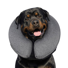 MIDOG inflatable donut cone gray XL front view protects wounds while dog rests.