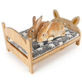 Midollarle large wooden rabbit bed shows sturdy construction for safe, comfy naps.