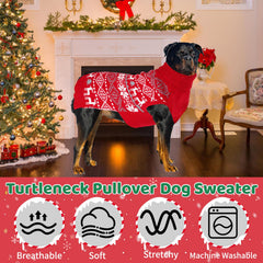 Midollarle X-Large dog sweater with snowflakes and reindeer festive design