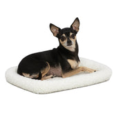 MidWest QuietTime XXS bed in white fleece, top view for cozy warmth and comfort.
