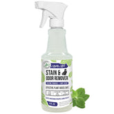 Mighty Mint Stain & Odor Remover bottle releasing peppermint scent for pet mess cleanup