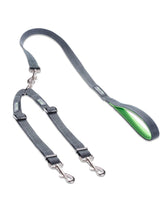 Mighty Paw double leash dual-clip attachment keeps two dogs connected safely on walks.