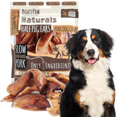 Mighty Paw Half Pig Ears pack-12 image shows bulk package for dogs with long-lasting chewing
