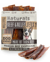 Mighty Paw Naturals beef gullet jerky packaged, signaling premium, ready-to-serve training rewards.