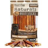 Mighty Paw Naturals grass-fed 6-inch bully sticks for durable, tasty chew