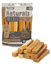 Mighty Paw Yak Cheese Chews packaging highlights natural ingredients for a digestible treat.