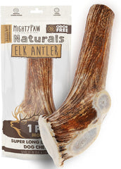 Mighty Paw split-elk-antlers dog chew – durable, promotes dental health and mental engagement.