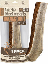 Mighty Paw split elk antlers for dogs pack closeup shows natural texture for long-lasting chewing
