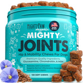 Mighty Paw Waggables bottle label showcases vet-formulated joint support for dogs.