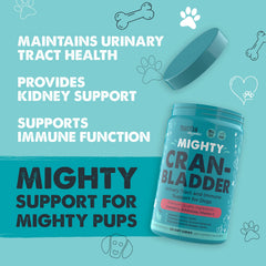 Mighty Paw Waggables Cranberry Chews closeup highlight bacon flavor for daily canine dosing