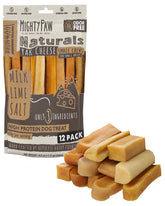 Mighty Paw Yak Cheese Chews pack shot highlighting natural ingredients and long-lasting chew