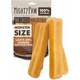Mighty Paw Yak Cheese Dog Chews packaging—Monster 4-Pack offers long-lasting protein treats for dogs.