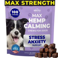 Mighty Petz MAX hemp calming chews packshot - a soothing treat for daily canine calm.
