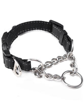 Mighty Paw Martingale Collar 2.0 front view in black for controlled leash training.