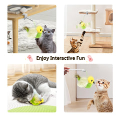 Migipaws amakihi bird flapping action engages cats with realistic chirp.