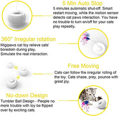 Migipaws spinning ball demonstrates self-play for busy felines.