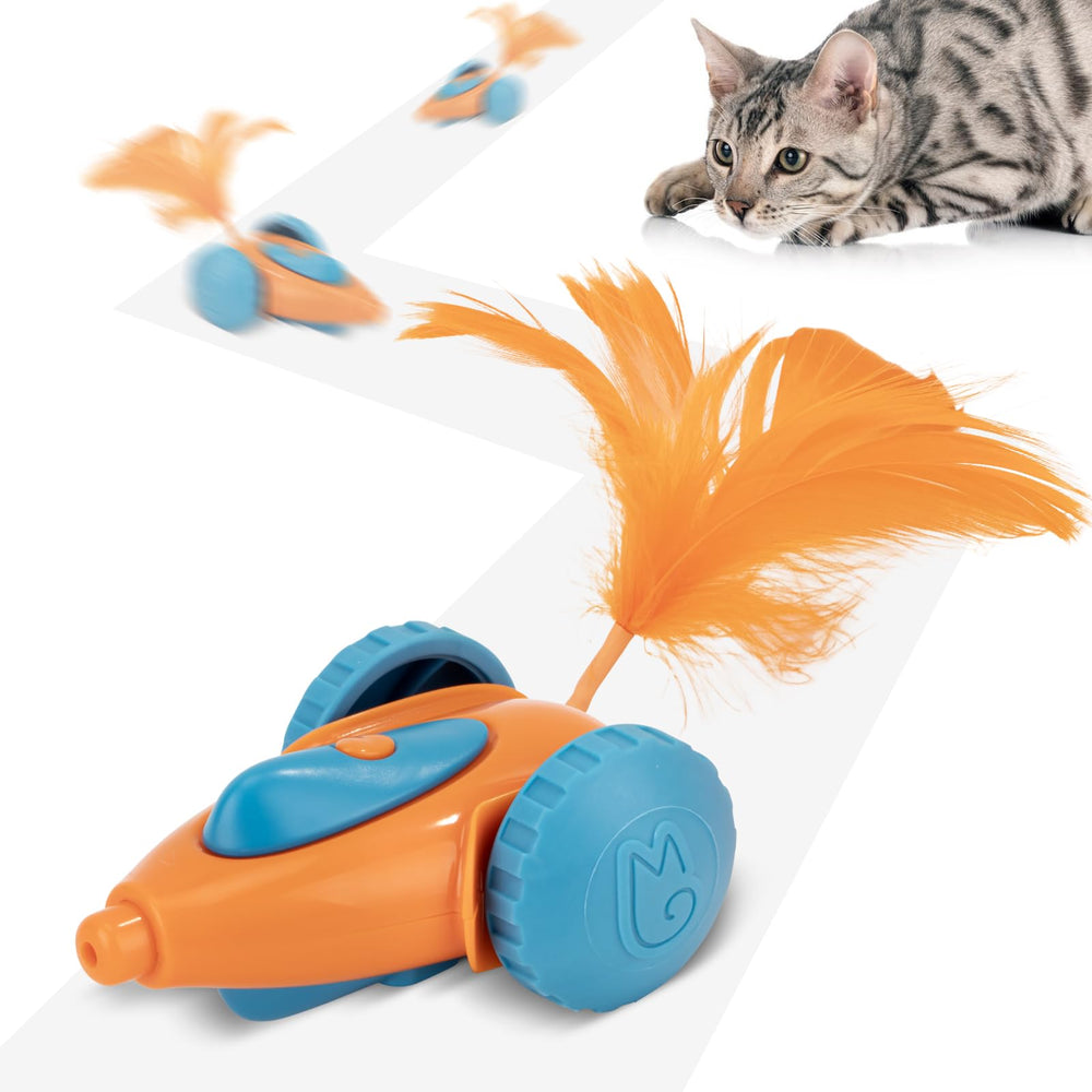 Migipaws Migicar mouse-design toy entices cats to chase and pounce.