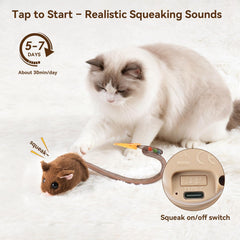 Migipaws Migimouse, squeaker realista, despierta curiosidad para cazar.