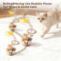 Migipaws Migimouse rolling 360 motion captivates indoor cats during play.