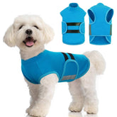MIGOHI dog anxiety-relief coat on a dog during fireworks for calming support