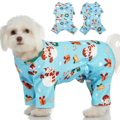 MIGOHI XXS dog pajamas in blue fabric are ideal for Christmas photos and chilly days.