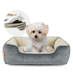 Miguel small dog bed with washable cover in gray for easy cleaning and quick setup