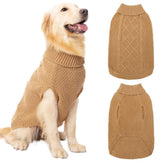 Mihachi Turtleneck Dog Sweater front view shows warm cable knit for chilly walks.