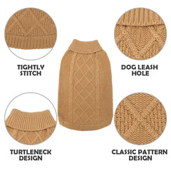 Mihachi Turtleneck Dog Sweater leash hole detail enables quick leash attachment.