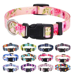 Mihqy dog collar front view shows Bohemia floral pattern with sturdy stitching for daily walks