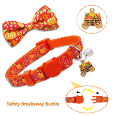 Miiemiu Thanksgiving cat collar pumpkin-patch pattern adds charming autumn style