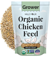 Mile Four Grower Whole Grain Feed Bag highlights organic grains for healthy flock growth