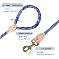 Mile High Life Reflective Dog Leash with 360° brass swivel reduces tangling.