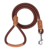 Mile High Life premium leather dog leash with comfortable handle for anti-rope-burn control