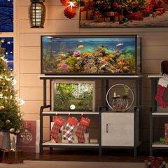 MILEFA 40-50gal aquarium stand side view showcasing stable three-level design with storage
