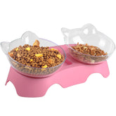 MILIFUN cat bowls tilted elevated design in pink for comfortable feeding posture.