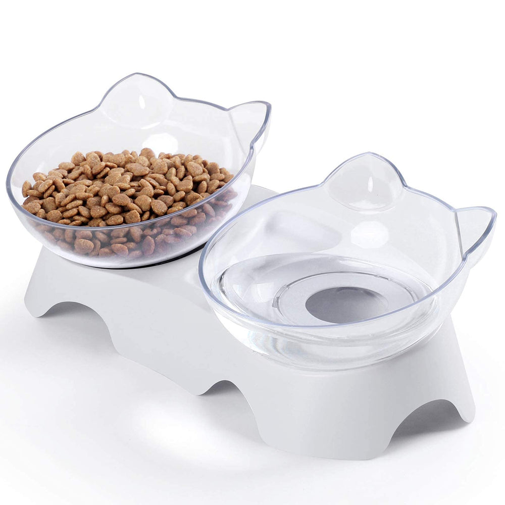 MILIFUN cat bowls tilted elevated design eases feeding posture for indoor cats.
