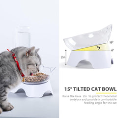 MILIFUN 15-degree tilt design guides comfortable feeding posture for cats and small dogs.