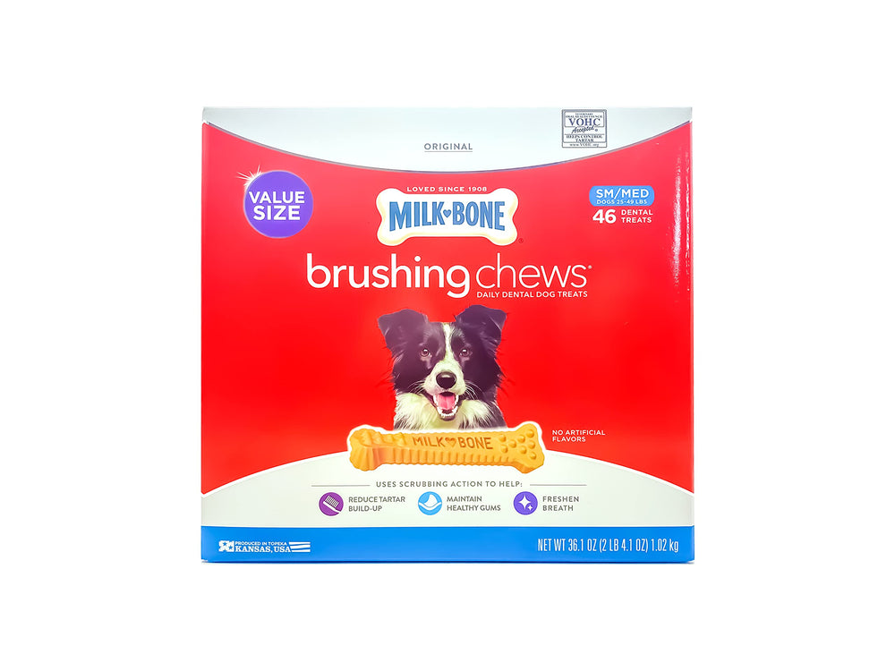 Milk-Bone Brushing Chews twist-bone closeup showing ridges that support daily dental care