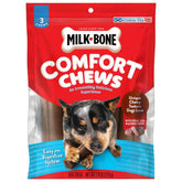 Milk-Bone Comfort Chews bag front view with real beef flavor for dogs’ enjoyment