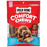 Milk-Bone Mini Comfort Chews featuring real beef and a uniquely chewy texture for dogs.