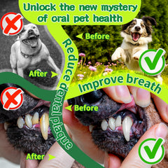 Mimo Style dog teeth-cleaning powder sprinkle-on-food visual shows easy mixing.