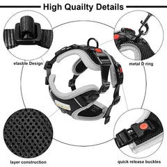 MingXpets escape-proof buckles on harness, four locks ensure reliable restraint during outings.