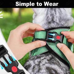 MingXpets cat harness mesh ventilation green features airy fabric for kitten comfort during travel